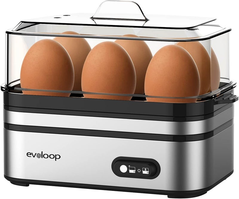 evoloop Rapid Egg Cooker Electric 6 Eggs Capacity, Soft, Medium, Hard Boiled, Poacher, Omelet Maker Egg Poacher With Auto Shut-Off, BPA Free - Image 1